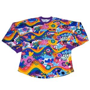 Disney Mickey Mouse Pride Small Adult Spirit Jersey Rainbow Pullover EUC